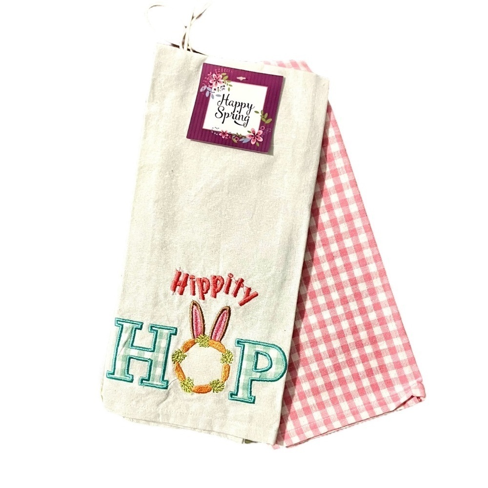 Easter Embroidered Cotton Kitchen Towel Set New With Tags
